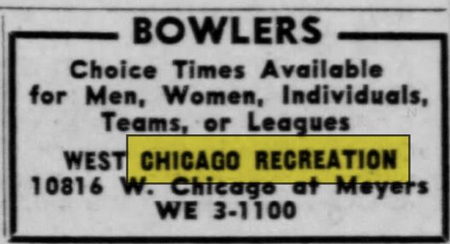 West Chicago Recreation - Sep 1960 Ad (newer photo)